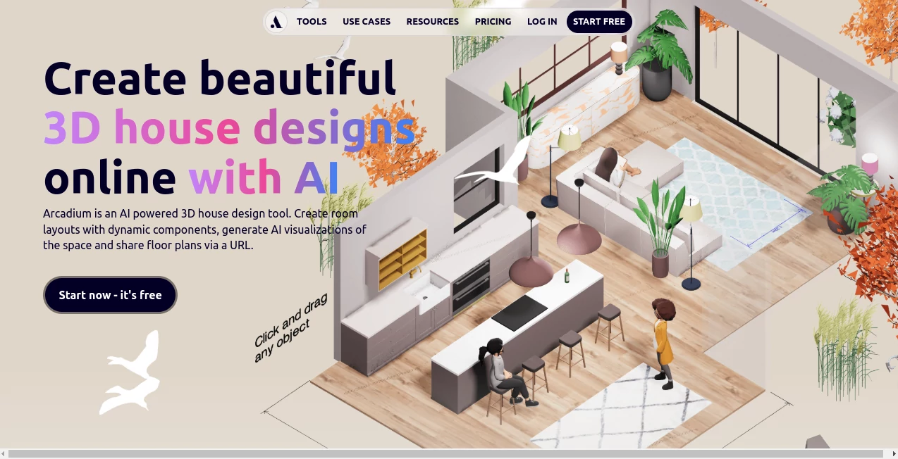 Screenshot of Arcadium 3D – An AI tool in the ,AI 3D Model Generator ,AI Image to 3D Model ,AI Design Generator ,AI Interior & Room Design  category, showcasing its interface and key features.