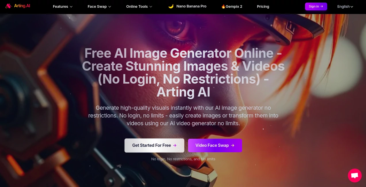 Screenshot of Arting.ai – An AI tool in the ,AI Text to Image ,AI Photo & Image Generator ,AI Art Generator ,AI Design Generator  category, showcasing its interface and key features.
