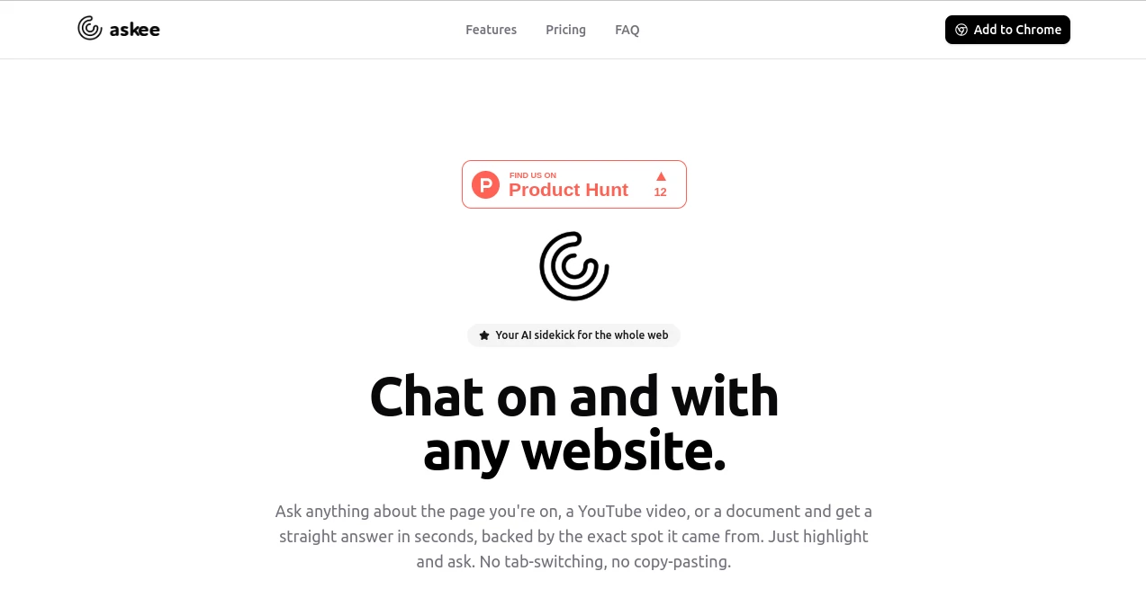 Screenshot of askee – An AI tool in the ,AI Research Tool ,AI Chatbot ,AI Knowledge Management ,AI Productivity Tools  category, showcasing its interface and key features.
