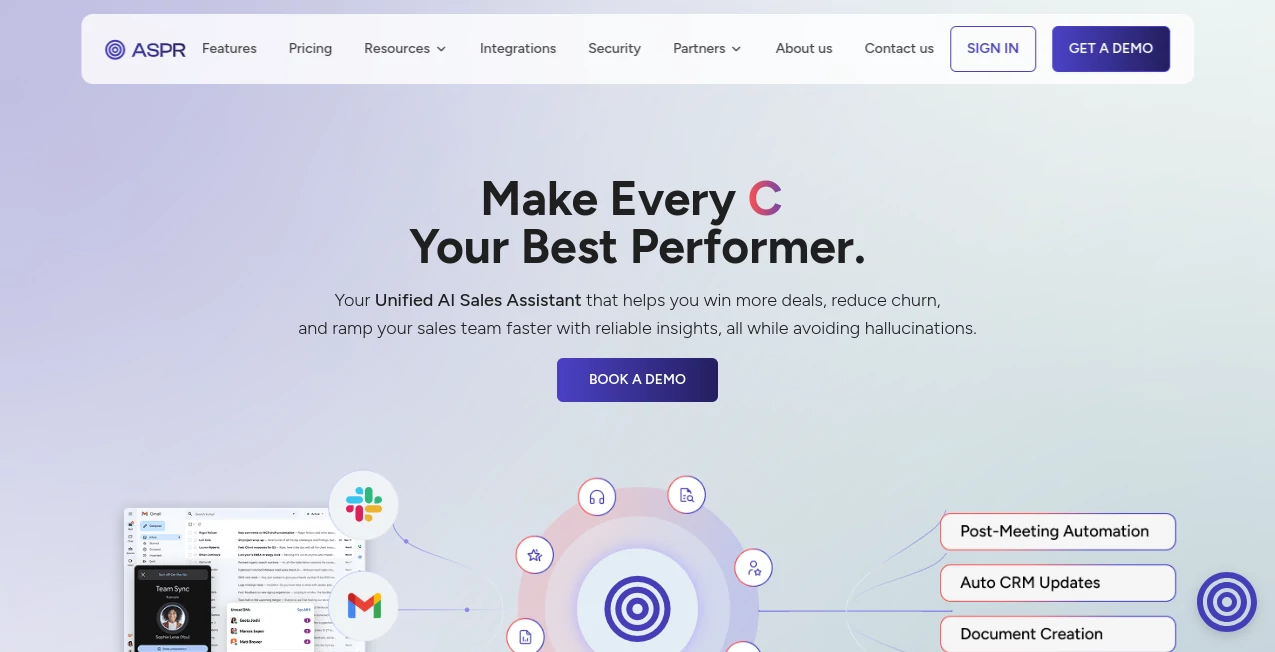 Screenshot of ASPR AI – An AI tool in the ,AI Sales Assistant ,AI CRM Assistant ,AI Coaching ,AI Productivity Tools  category, showcasing its interface and key features.