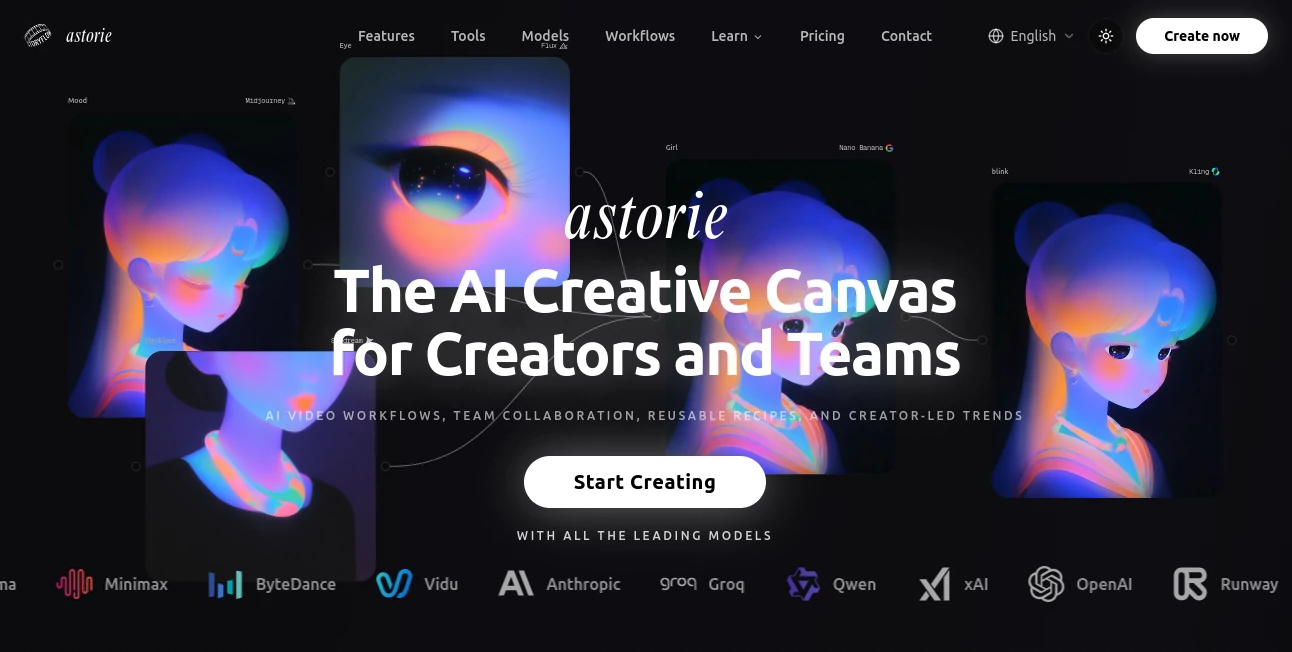 Screenshot of Astorie – An AI tool in the ,AI Video Generator ,AI Music Generator ,AI Text to Video ,AI Text to Image  category, showcasing its interface and key features.