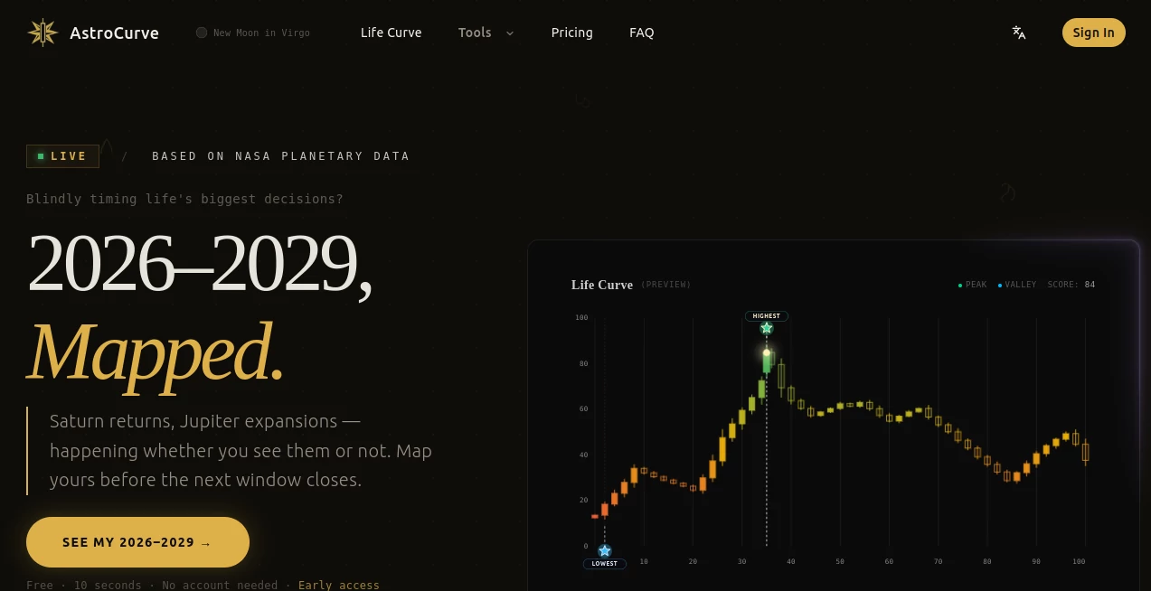 Screenshot of AstroKline – An AI tool in the ,AI Life Assistant ,AI Fun Tools  category, showcasing its interface and key features.