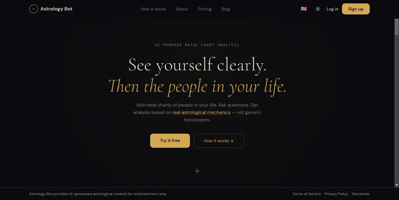 Screenshot of Astrology Bot – An AI tool in the ,AI Chatbot ,AI Life Assistant ,AI Fun Tools ,AI Religion  category, showcasing its interface and key features.