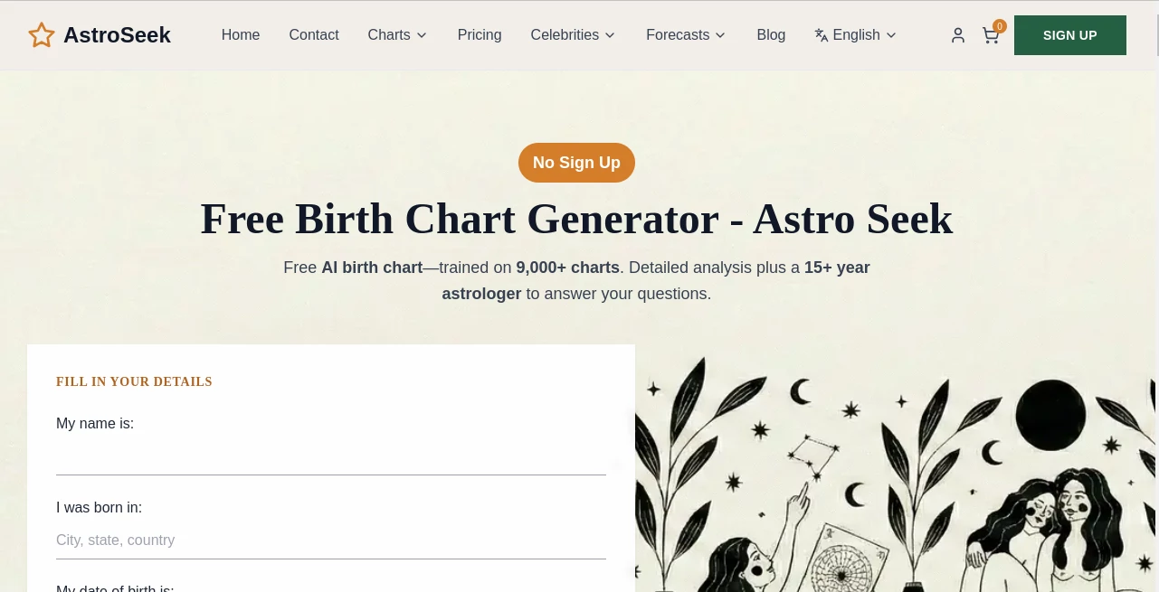 Screenshot of AstroSeek – An AI tool in the ,AI Research Tool ,AI Chatbot ,AI Life Assistant ,AI Fun Tools  category, showcasing its interface and key features.