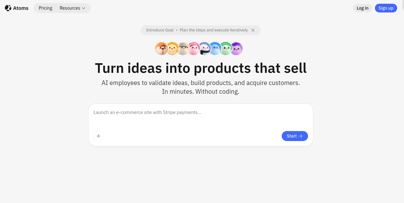 Screenshot of Atoms – An AI tool in the ,AI Website Builder ,AI No-Code & Low-Code ,AI Developer Tools ,AI App Builder  category, showcasing its interface and key features.