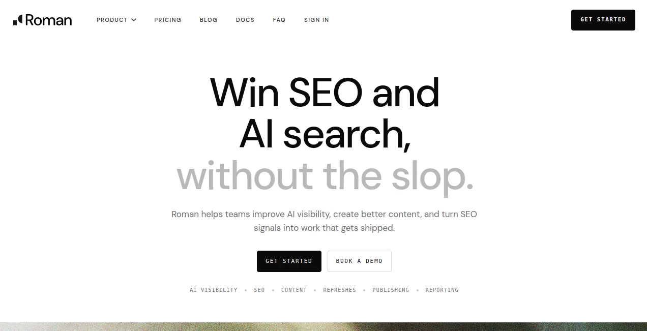 Screenshot of Roman – An AI tool in the ,AI Content Generator ,AI Analytics Assistant ,AI SEO Assistant ,Marketing  category, showcasing its interface and key features.