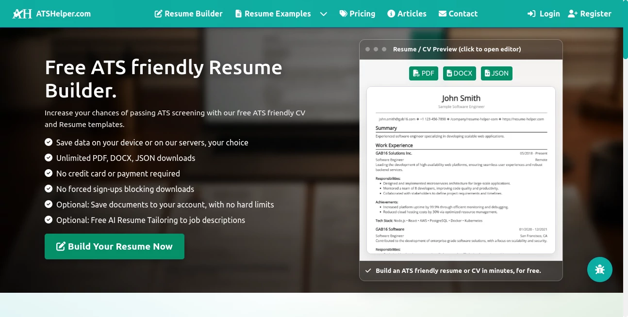 Screenshot of ATS Helper – An AI tool in the ,AI Writing Assistants ,AI Interview Assistant ,AI Recruiting ,AI Resume Builder  category, showcasing its interface and key features.