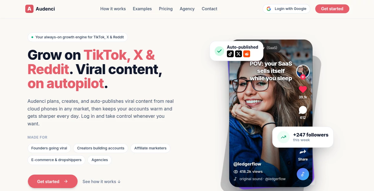 Screenshot of Audenci – An AI tool in the ,AI Content Generator ,AI Social Media Assistant ,AI Scheduling ,AI Marketing Plan Generator  category, showcasing its interface and key features.