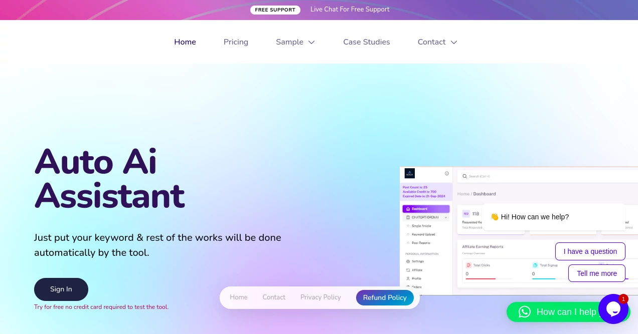 Screenshot of Auto AI Assistant – An AI tool in the ,AI SEO Assistant ,AI Content Generator ,AI Rewriter ,AI Blog Writer  category, showcasing its interface and key features.