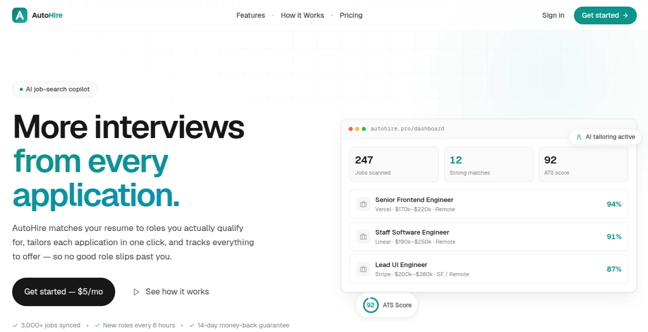 Screenshot of autohire – An AI tool in the ,Productivity  category, showcasing its interface and key features.