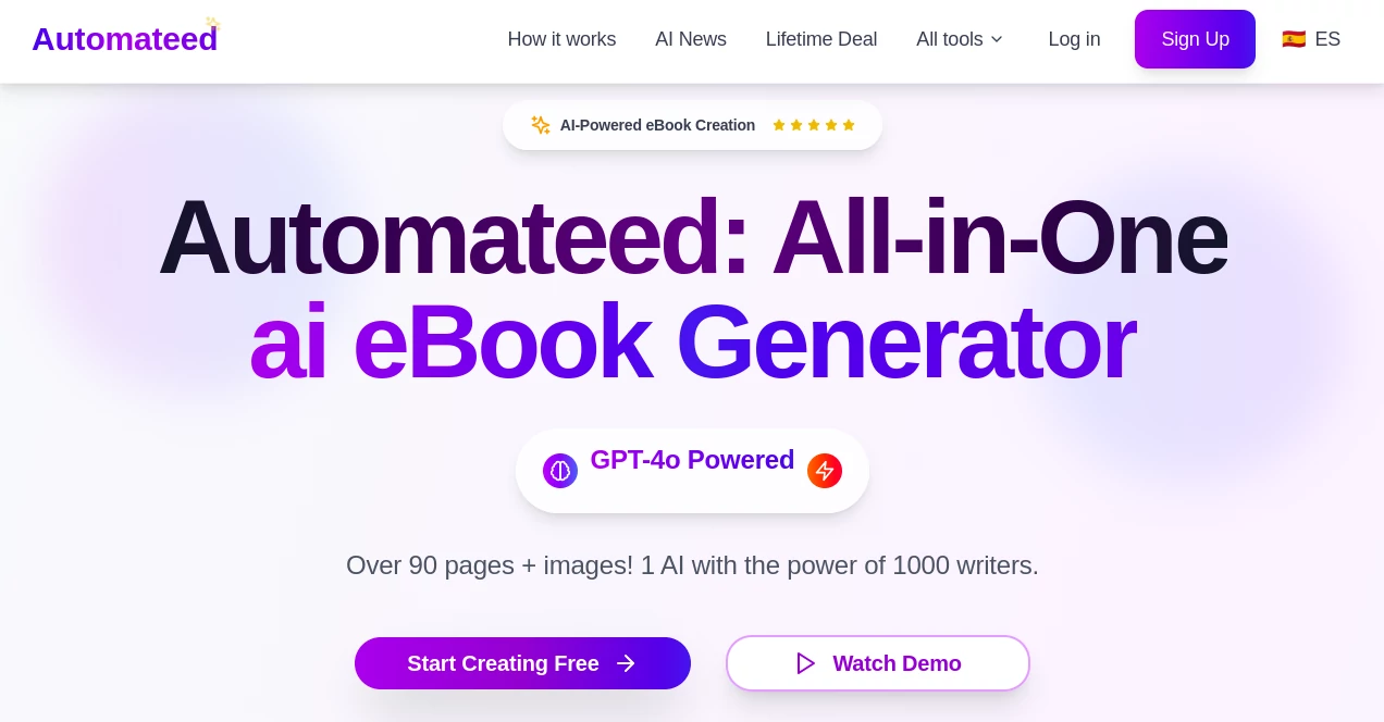 Screenshot of Automateed – An AI tool in the ,AI Book Writing ,AI Creative Writing ,AI Content Generator  category, showcasing its interface and key features.