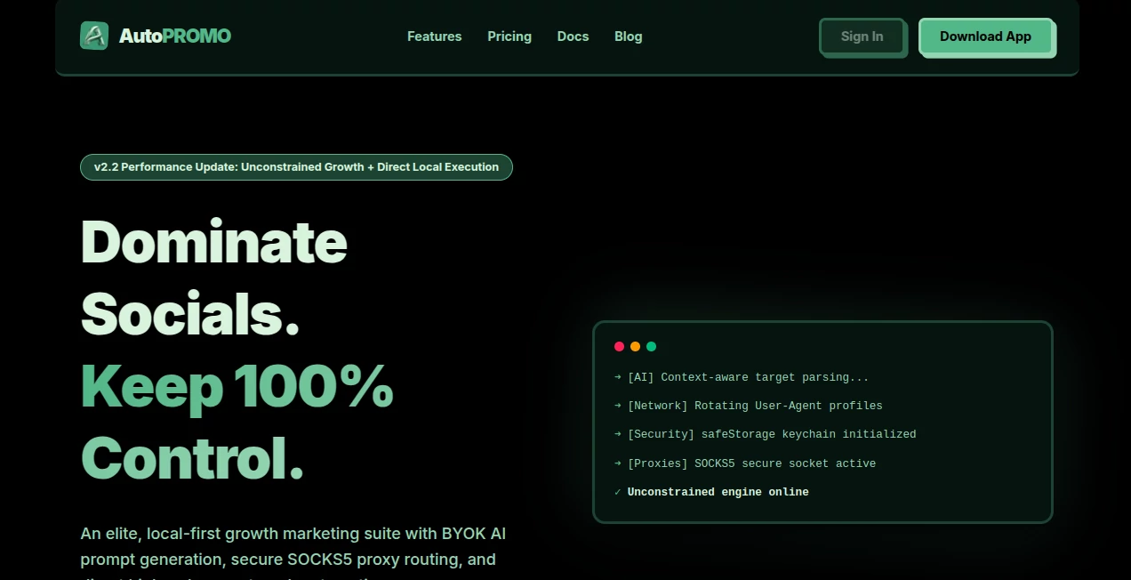 Screenshot of AutoPROMO – An AI tool in the ,AI Marketing Plan Generator ,AI Social Media Assistant ,AI Digital Marketing Generator ,AI Analytics Assistant  category, showcasing its interface and key features.