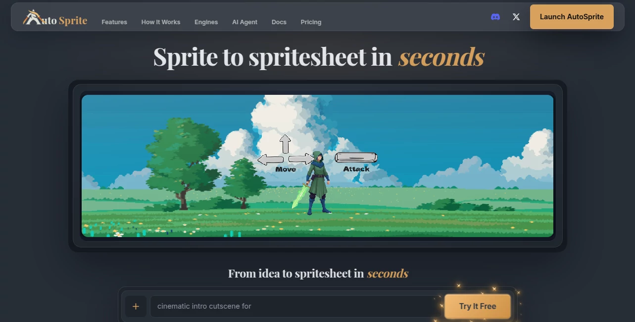 Screenshot of AutoSprite – An AI tool in the ,AI Game ,AI 3D Model Generator ,AI Anime & Cartoon Generator  category, showcasing its interface and key features.