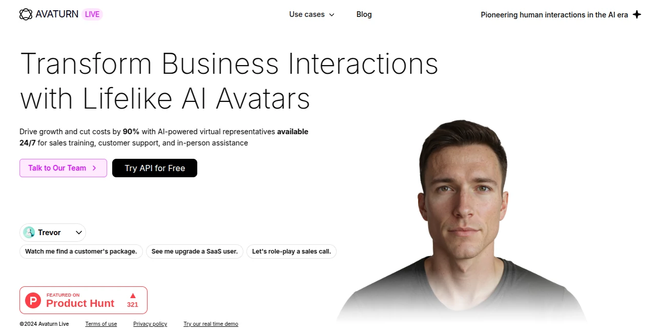 Screenshot of AVATURN LIVE – An AI tool in the ,AI 3D Model Generator ,AI Character ,AI Image to 3D Model ,AI Avatar Generator  category, showcasing its interface and key features.