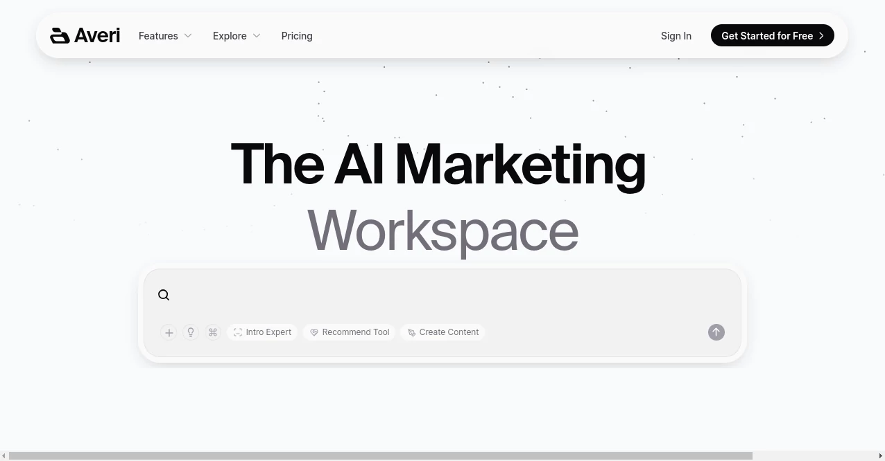 Screenshot of Averi – An AI tool in the ,AI Content Generator ,AI Digital Marketing Generator ,AI Email Generator ,AI Marketing Plan Generator  category, showcasing its interface and key features.
