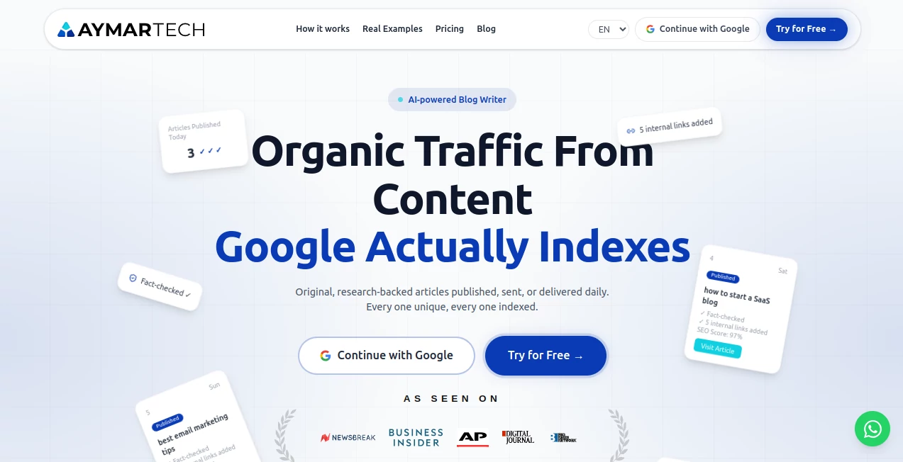 Screenshot of Aymar Tech – An AI tool in the ,AI Blog Writer ,AI Content Generator ,AI SEO Assistant ,AI Marketing Plan Generator  category, showcasing its interface and key features.