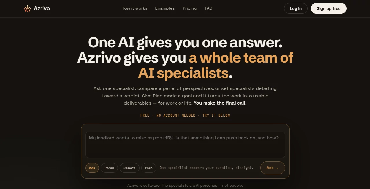 Screenshot of Azrivo – An AI tool in the ,AI Workflow Management ,AI Consulting Assistant ,AI Developer Tools ,AI DevOps Assistant  category, showcasing its interface and key features.