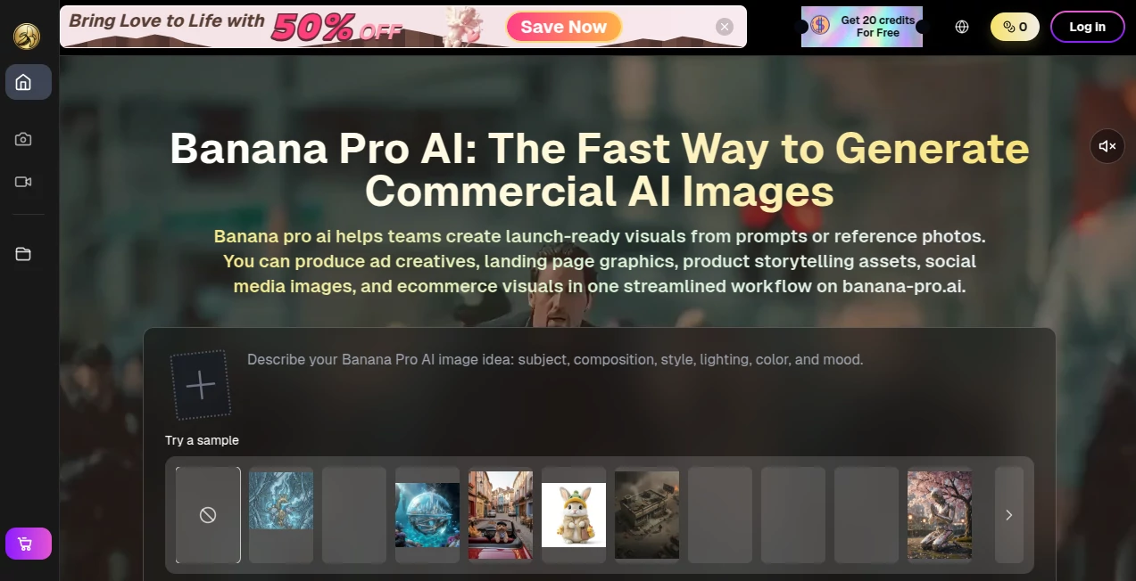 Screenshot of banana pro ai – An AI tool in the ,AI Photo & Image Generator ,AI Art Generator ,AI Design Generator  category, showcasing its interface and key features.