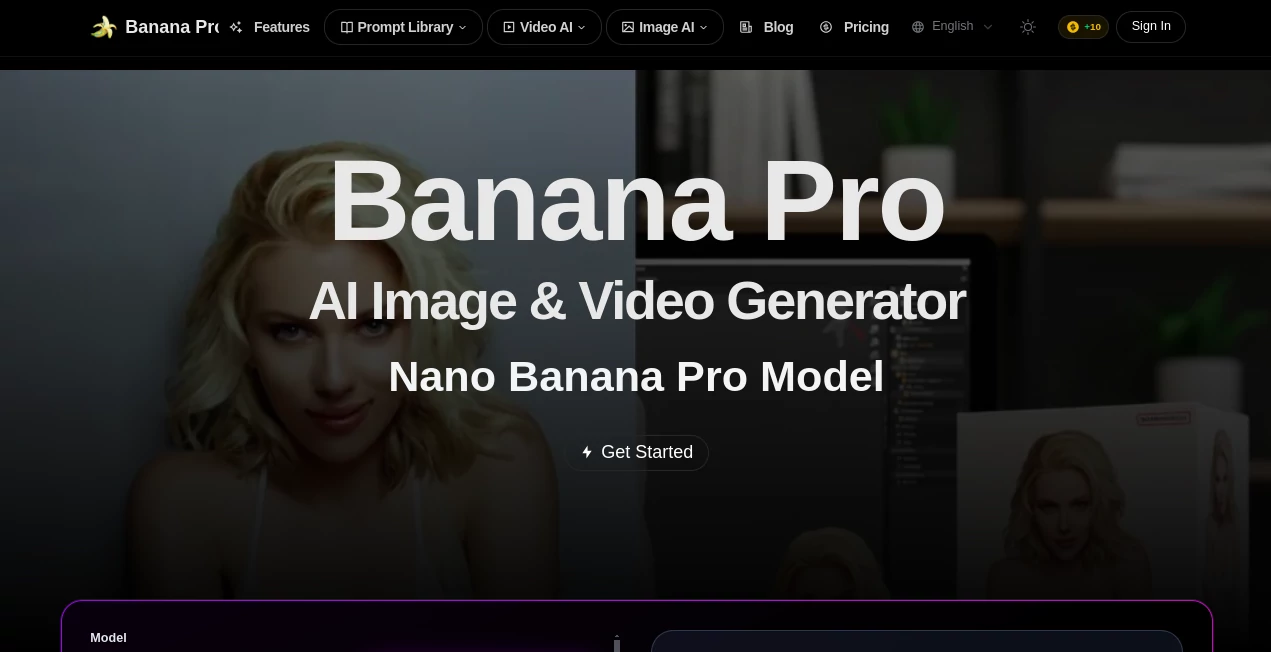 Screenshot of Banana Pro – An AI tool in the ,AI Text to Image ,AI Video Generator ,AI Art Generator ,AI Design Generator  category, showcasing its interface and key features.