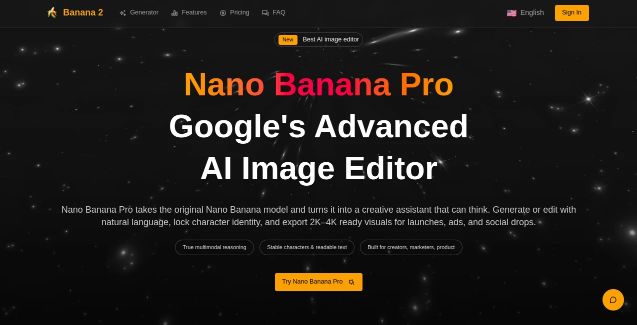 Screenshot of Banana 2 – An AI tool in the ,Photo & Image Editor ,AI Photo Enhancer ,AI Image to Image  category, showcasing its interface and key features.