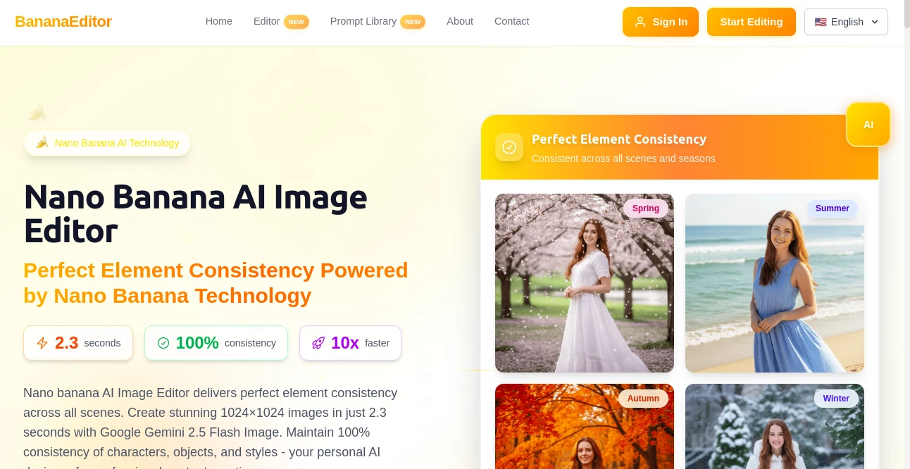 Screenshot of BananaEditor – An AI tool in the ,AI Photo & Image Generator ,Photo & Image Editor ,AI Design Generator ,AI Image to Image  category, showcasing its interface and key features.