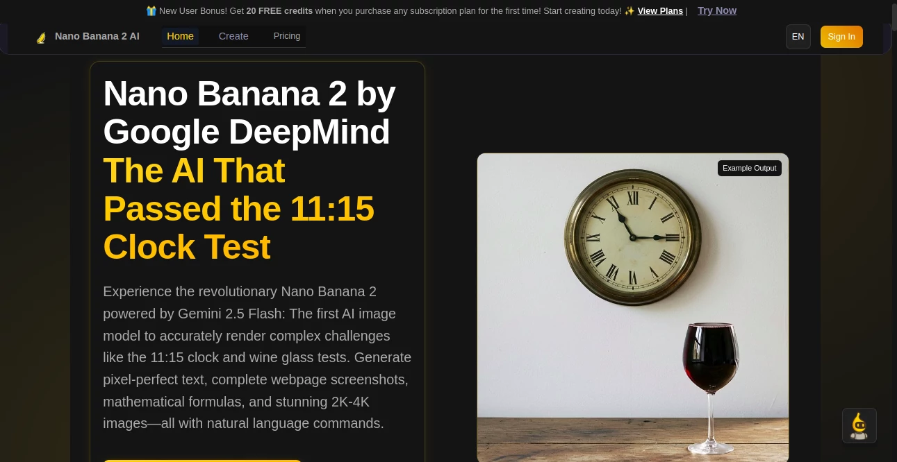 Screenshot of Nano Banana 2 AI – An AI tool in the ,AI Text to Image ,AI Photo & Image Generator ,AI Image to Image ,AI Design Generator  category, showcasing its interface and key features.