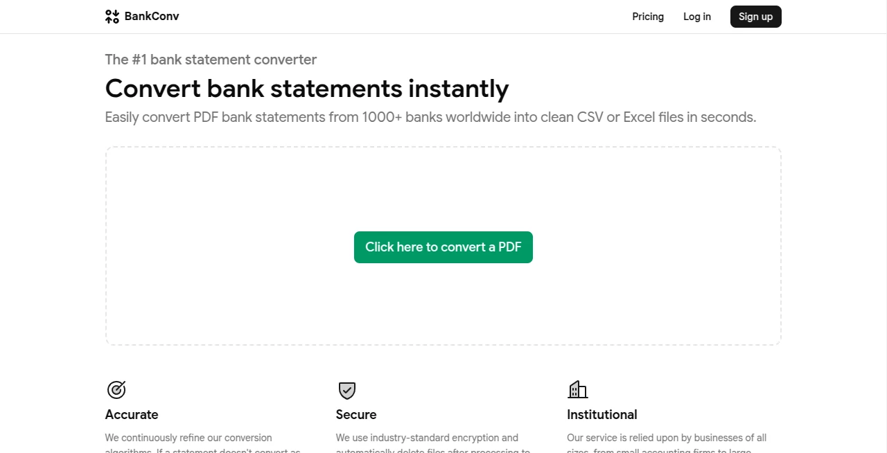 Screenshot of BankConv – An AI tool in the ,AI Document Extraction ,AI Productivity Tools ,AI Files Assistant ,AI Spreadsheet  category, showcasing its interface and key features.