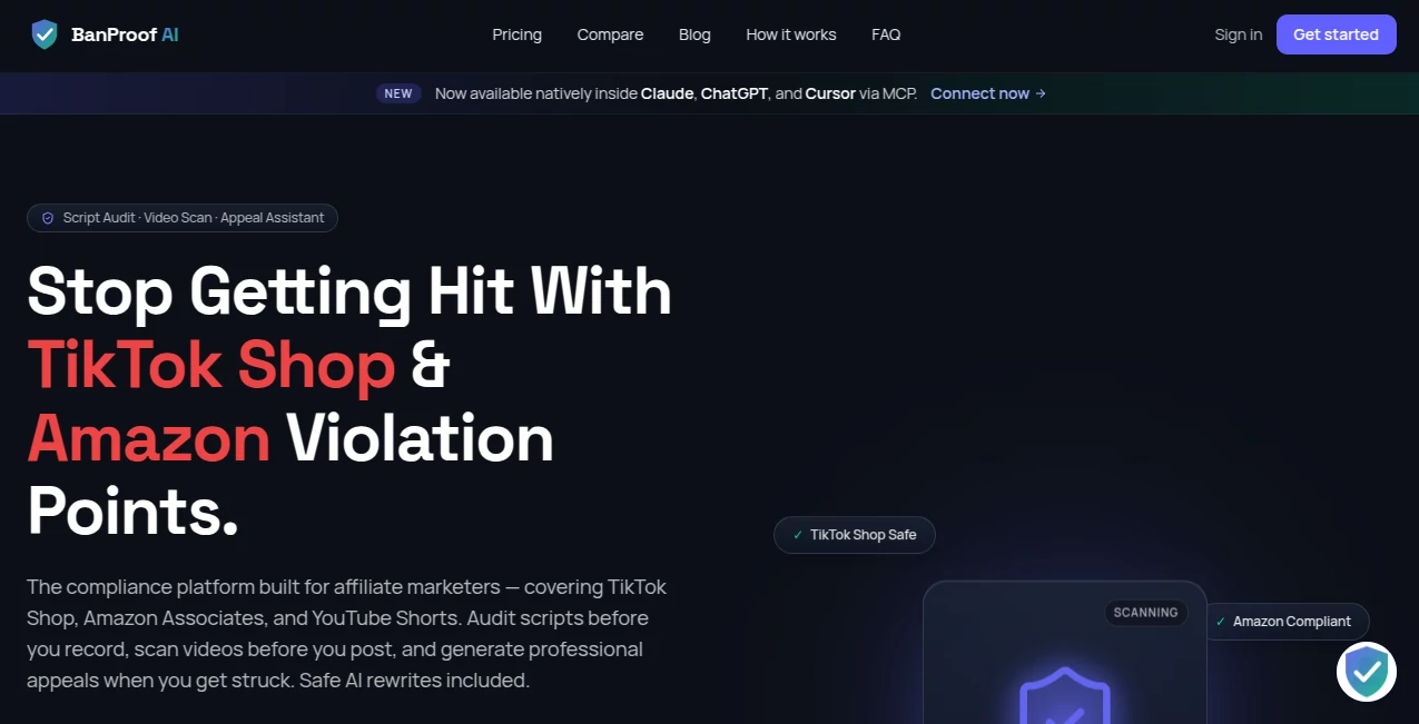 Screenshot of BanProof AI – An AI tool in the ,AI Social Media Assistant ,AI Tiktok Assistant ,AI Advertising Assistant  category, showcasing its interface and key features.