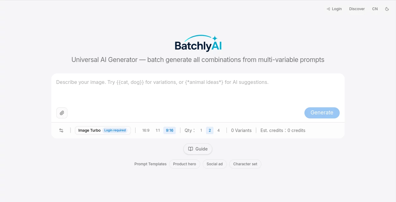 Screenshot of BatchlyAI – An AI tool in the ,AI Photo & Image Generator ,AI Image to Video ,AI Video Generator ,AI Design Generator  category, showcasing its interface and key features.