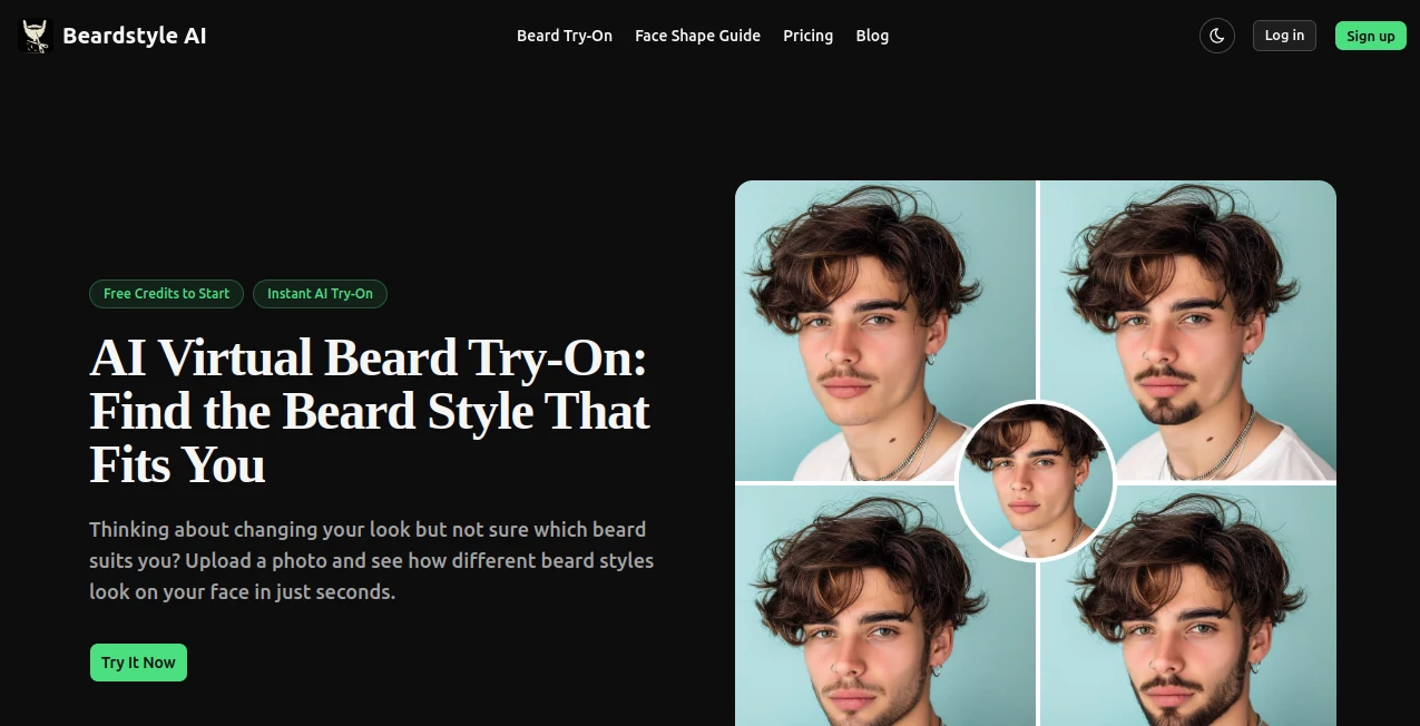 Screenshot of Beardstyle AI – An AI tool in the ,AI Photo & Image Generator ,AI Avatar Generator ,AI Photo Enhancer ,AI Selfie & Portrait  category, showcasing its interface and key features.