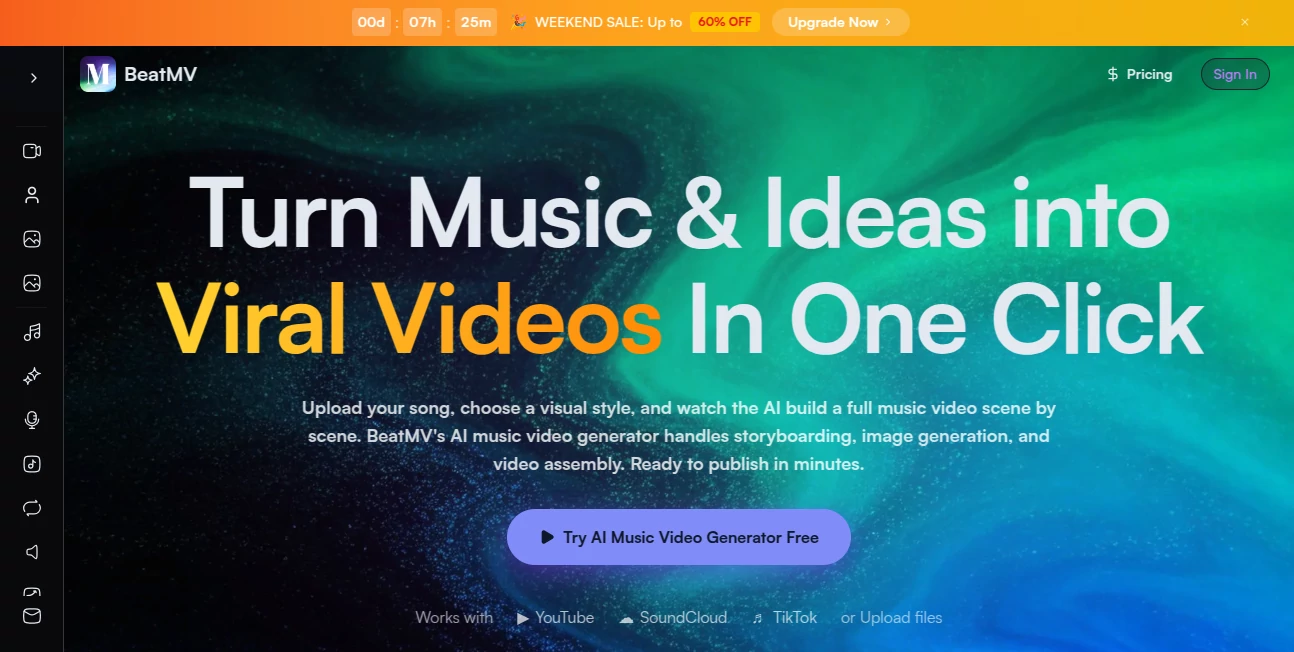 Screenshot of BeatMV – An AI tool in the ,AI Animated Video ,AI Image to Video ,AI Music Video Generator ,AI Video Generator  category, showcasing its interface and key features.