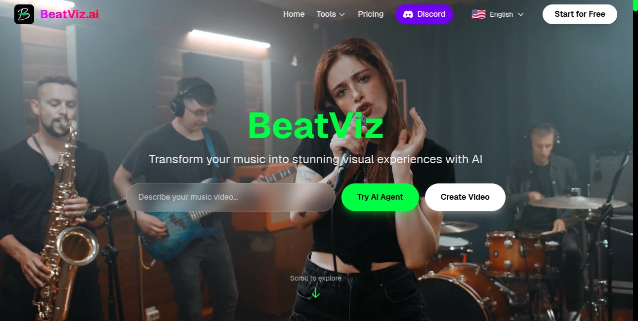 Screenshot of BeatViz.ai – An AI tool in the ,AI Animated Video ,AI Music Video Generator ,AI Video Generator ,AI Text to Video  category, showcasing its interface and key features.