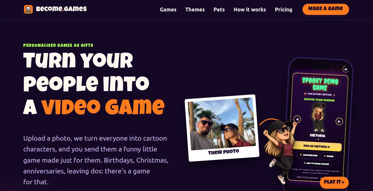 Screenshot of become.games – An AI tool in the ,AI Avatar Generator ,Image  category, showcasing its interface and key features.