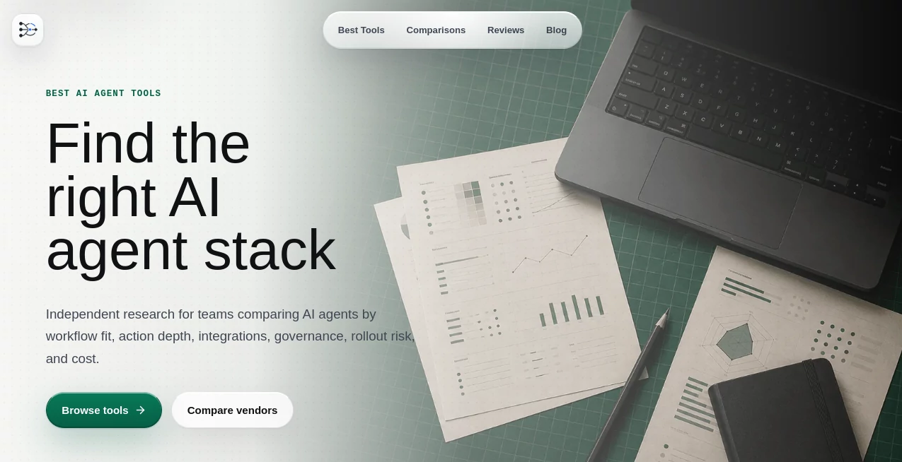 Screenshot of Best AI Agent Tools – An AI tool in the ,AI Workflow Management ,AI Tools Directory  category, showcasing its interface and key features.