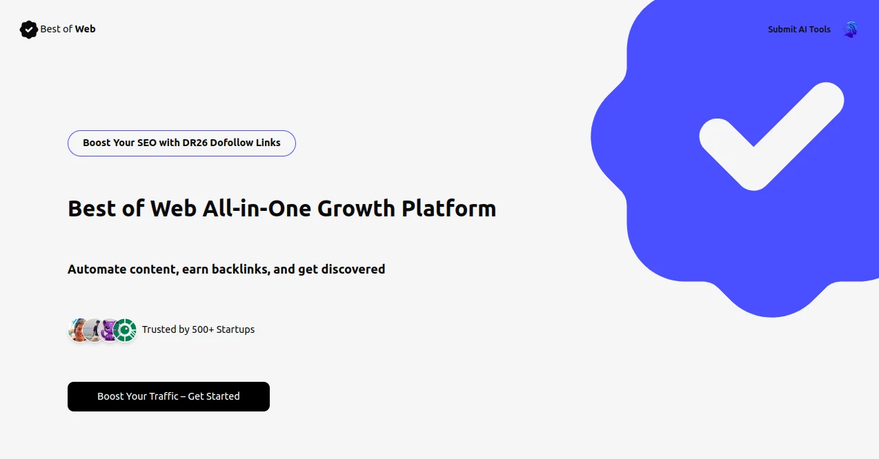 Screenshot of Best of Web – An AI tool in the ,AI Tools Directory  category, showcasing its interface and key features.