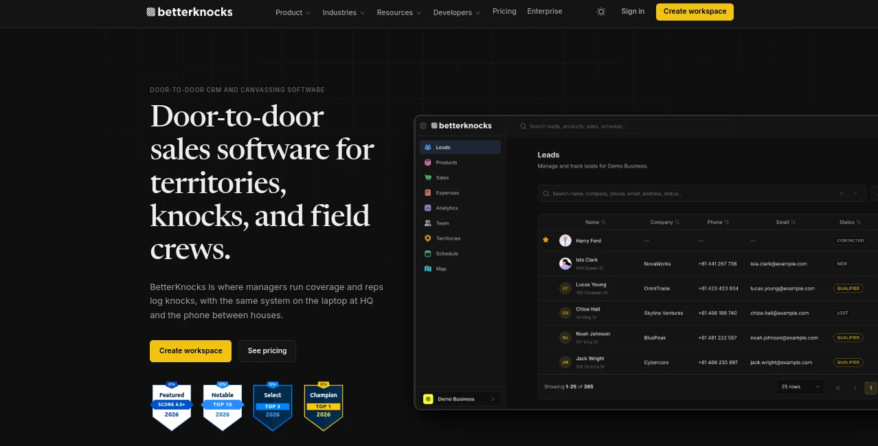 Screenshot of BetterKnocks – An AI tool in the ,AI Productivity Tools ,Productivity  category, showcasing its interface and key features.
