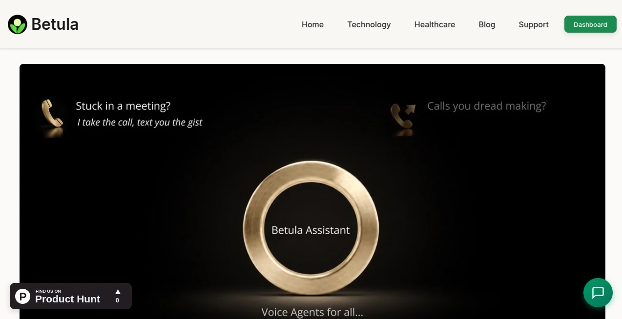Screenshot of Betula AI – An AI tool in the ,AI Voice & Audio Editing ,AI Voice Assistants ,AI Productivity Tools ,AI Scheduling  category, showcasing its interface and key features.