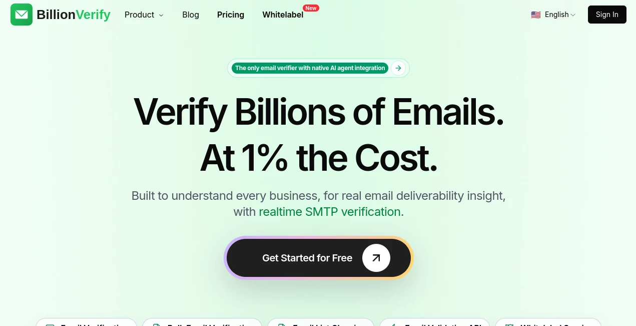Screenshot of BillionVerify – An AI tool in the ,AI Data Mining ,AI API Design ,AI Developer Tools ,Business  category, showcasing its interface and key features.