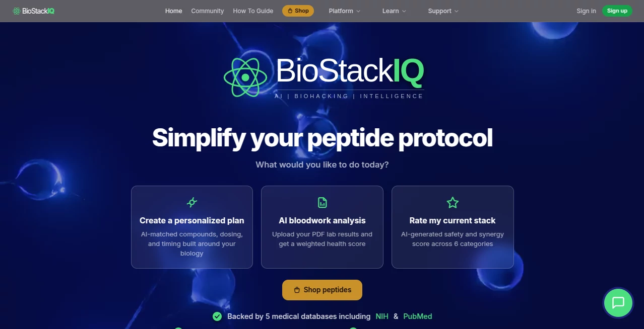 Screenshot of BioStackIQ – An AI tool in the ,Large Language Models (LLMs) ,AI Research Tool ,AI Healthcare ,AI Developer Tools  category, showcasing its interface and key features.