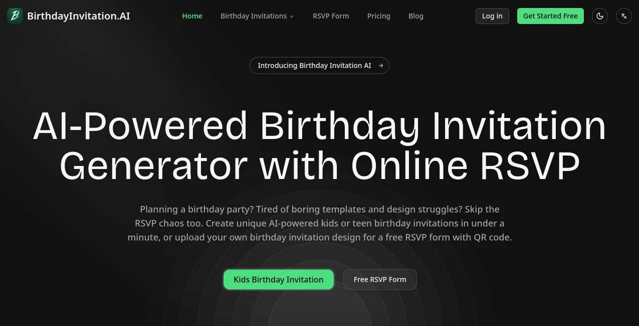 Screenshot of BirthdayInvitation.AI – An AI tool in the ,AI Fun Tools ,AI Forms & Surveys ,AI Content Generator ,AI Design Generator  category, showcasing its interface and key features.