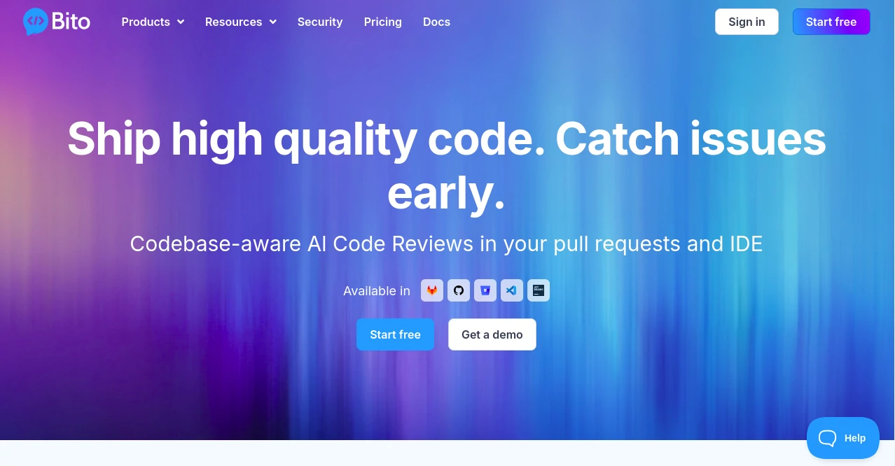 Screenshot of Bito AI – An AI tool in the ,AI Code Assistant ,AI Testing & QA ,AI Code Generator ,AI Developer Tools  category, showcasing its interface and key features.