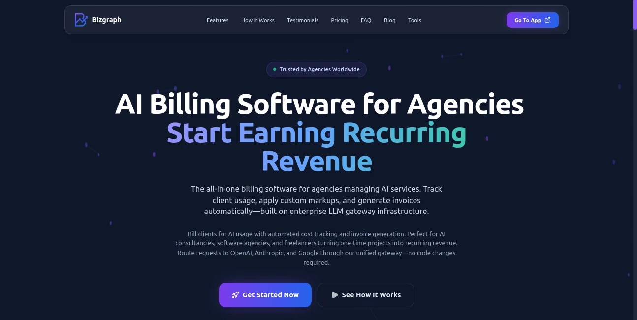 Screenshot of Bizgraph – An AI tool in the ,AI Developer Tools ,AI Business Ideas Generator ,AI Analytics Assistant ,AI Workflow Management  category, showcasing its interface and key features.