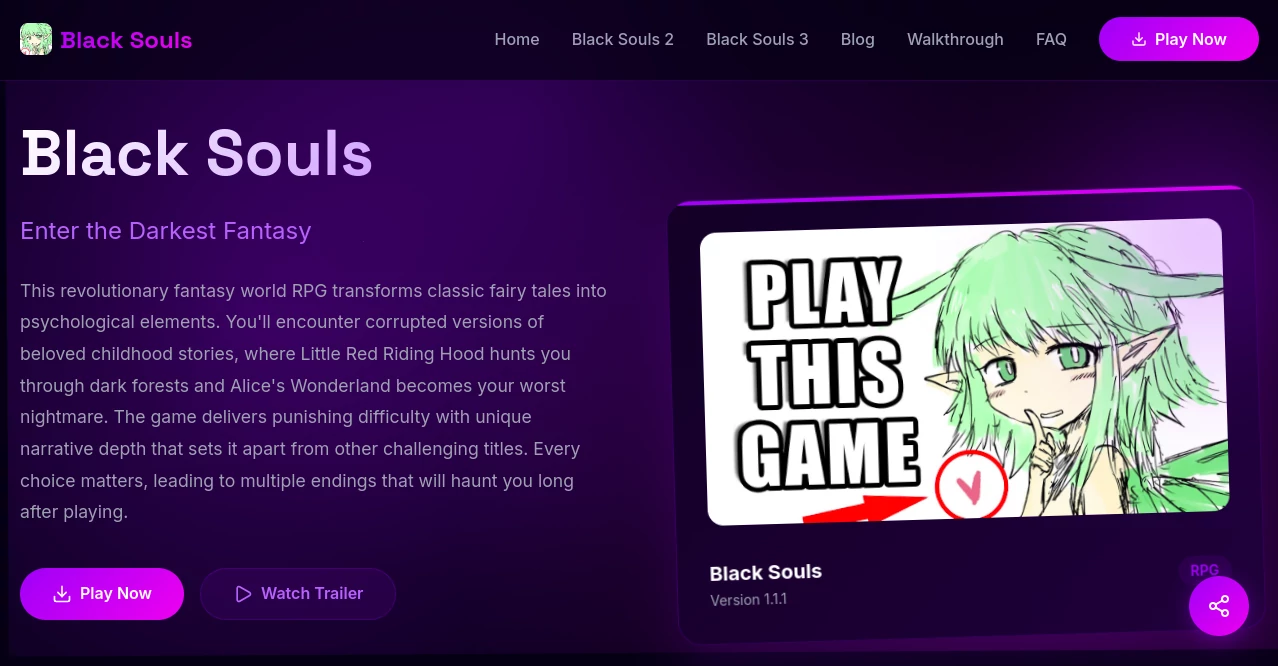Screenshot of black souls – An AI tool in the ,AI Game  category, showcasing its interface and key features.