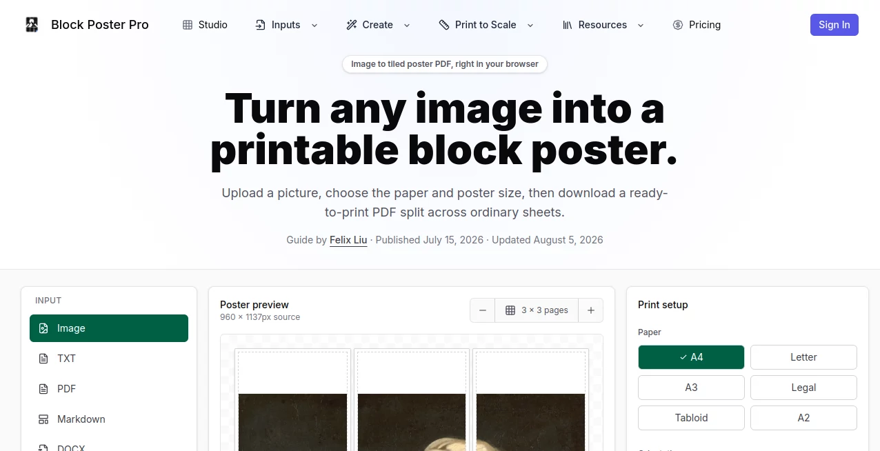 Screenshot of Block Poster Pro – An AI tool in the ,AI Photo & Image Generator ,AI Poster Generator ,AI Productivity Tools  category, showcasing its interface and key features.