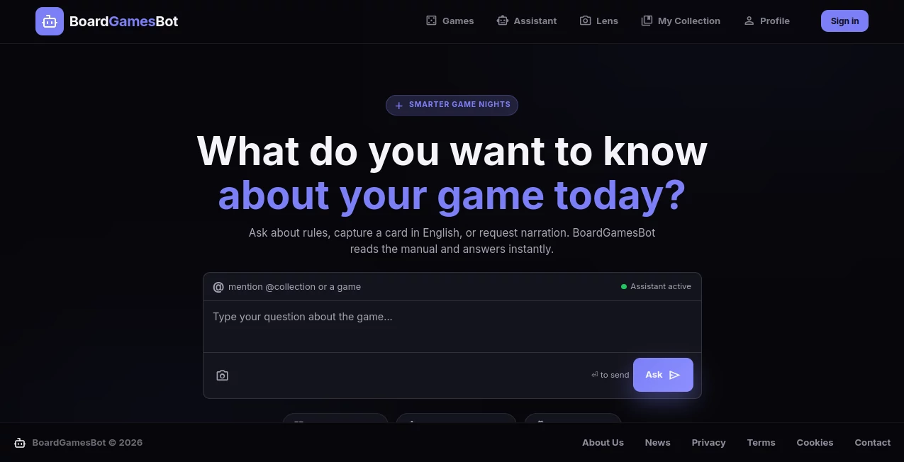 Screenshot of Board Games Bot – An AI tool in the ,AI Game ,AI Life Assistant ,AI Fun Tools ,AI Chatbot  category, showcasing its interface and key features.