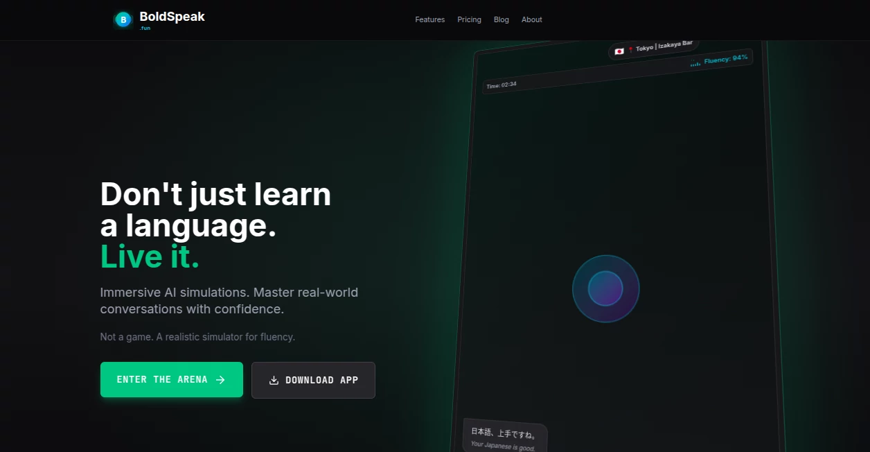 Screenshot of BoldSpeak – An AI tool in the ,AI Speech Recognition ,AI Coaching  category, showcasing its interface and key features.