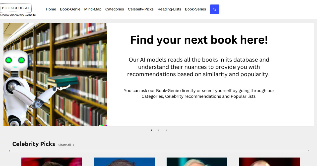Screenshot of BOOKCLUB AI – An AI tool in the ,AI Creative Writing ,AI Book Writing ,AI Quizzes ,AI Education Assistant  category, showcasing its interface and key features.