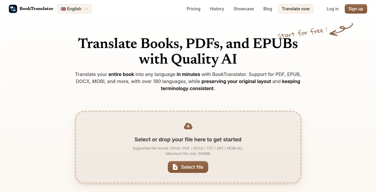 Screenshot of BookTranslator – An AI tool in the ,AI Translate ,AI Education Assistant ,AI PDF ,AI Documents Assistant  category, showcasing its interface and key features.