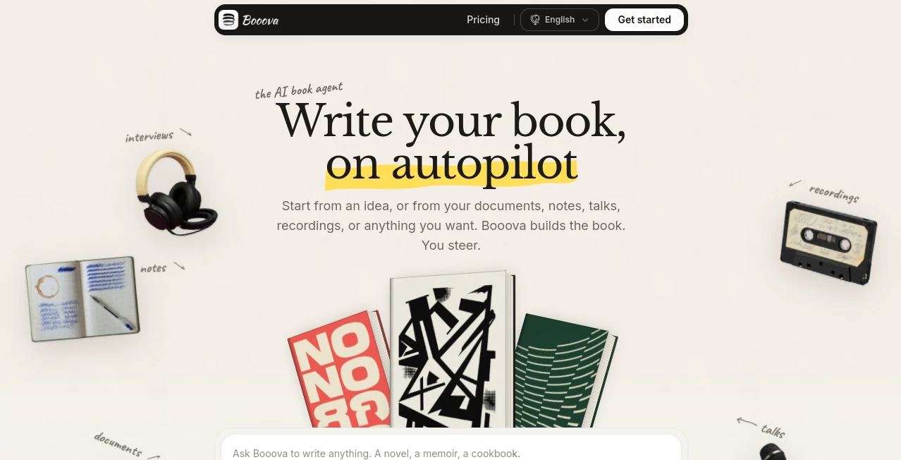 Screenshot of Booova – An AI tool in the ,AI Book Writing ,AI Creative Writing ,AI Novel ,AI Story Writing  category, showcasing its interface and key features.