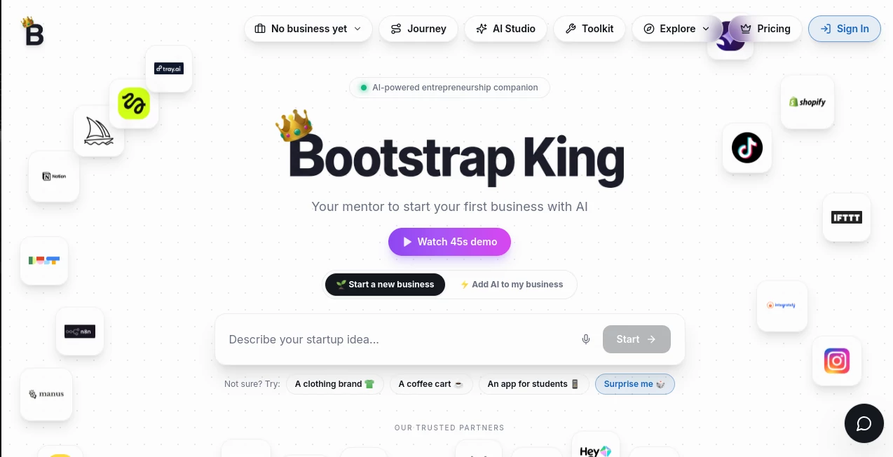 Screenshot of BootstrapKing – An AI tool in the ,AI Website Builder ,AI No-Code & Low-Code ,AI Developer Tools ,AI Design Generator  category, showcasing its interface and key features.